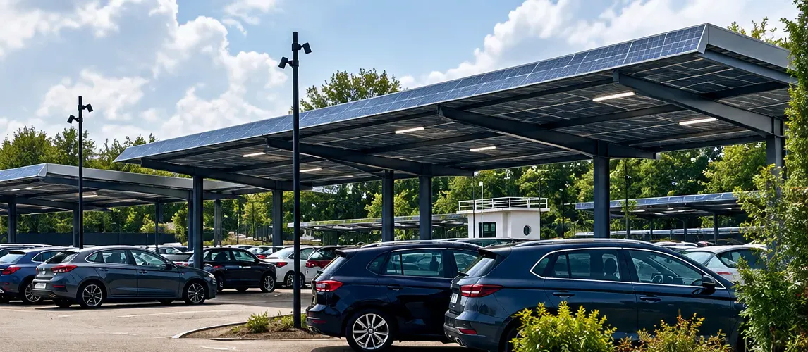 Pérgolas solares sobre las plazas de aparcamiento